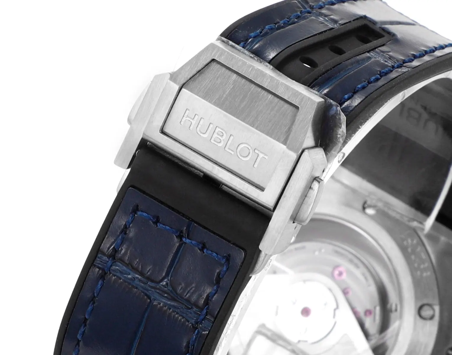 ZF Factory HUBLOT Big Bang One-Click 39mm Stainless Steel White Diamond-Set Watch with Blue Leather Strap – Super Clone Edition HighPerformance 8591