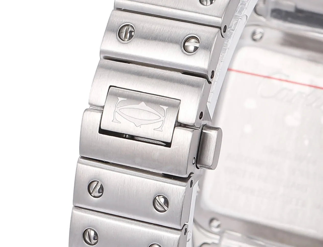 Elegant Cartier Santos de Cartier Automatic Stainless Steel Watch with White Dial and Blue Hands, M 2762