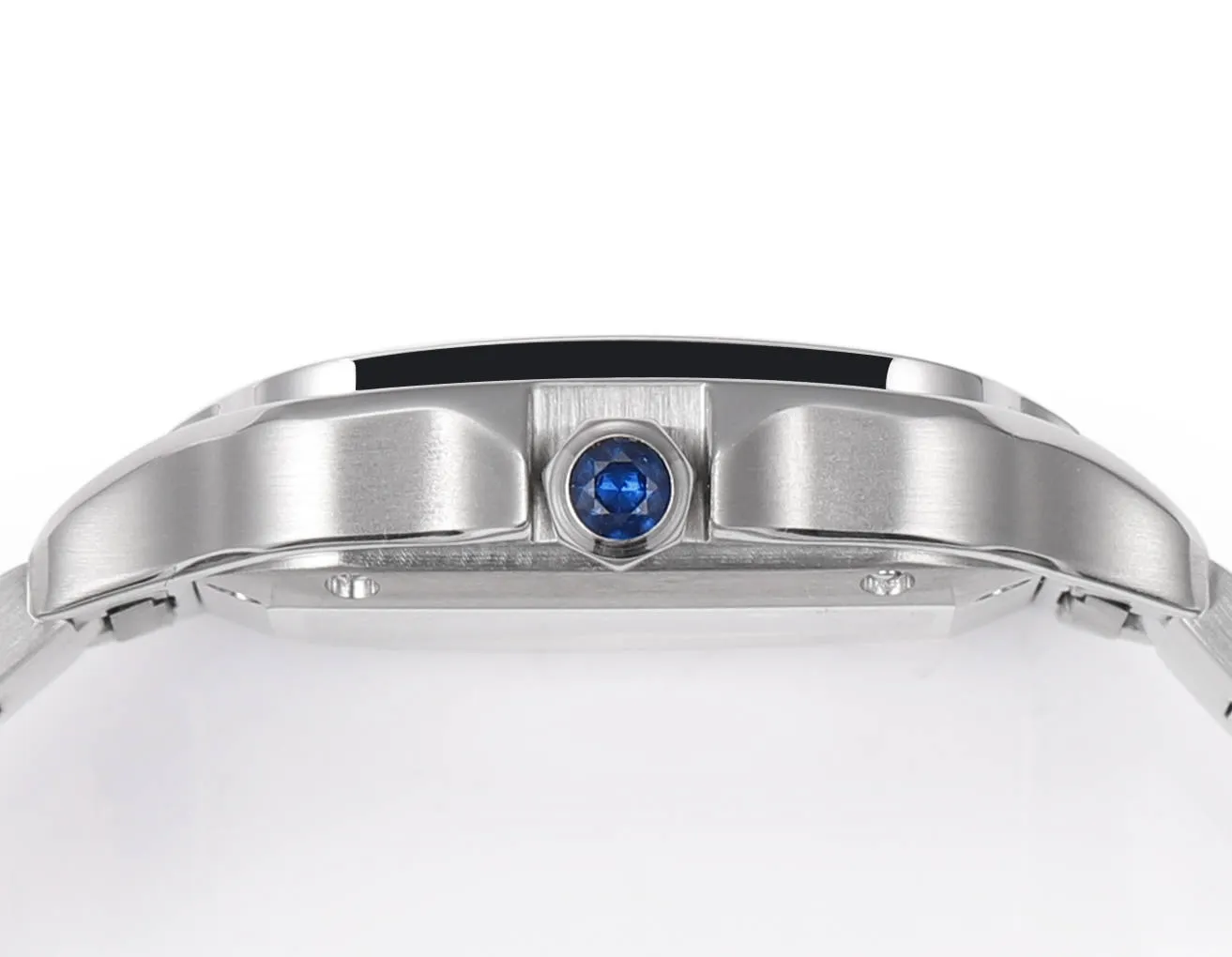 Elegant Cartier Santos de Cartier Automatic Stainless Steel Watch with White Dial and Blue Hands, M 2762