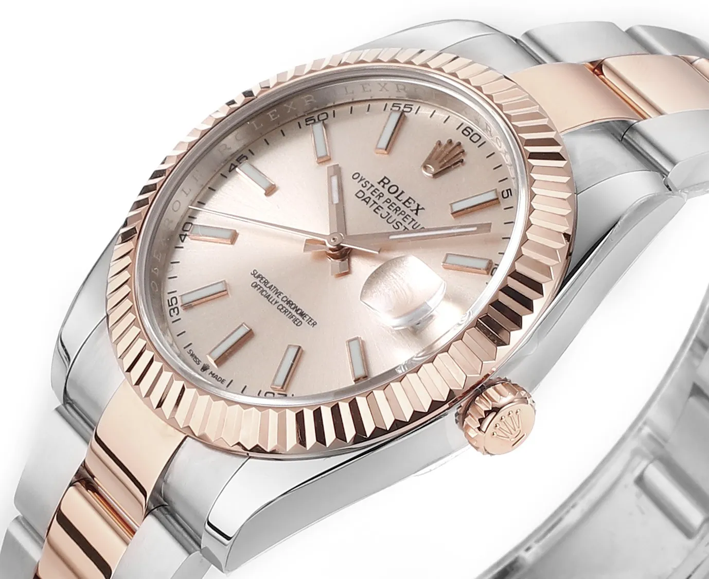 AR Factory Rolex Datejust 41mm Two-Tone Rose Gold and Stainless Steel Pink Dial Fluted Bezel Automatic Men’s Watch Resilient 4894