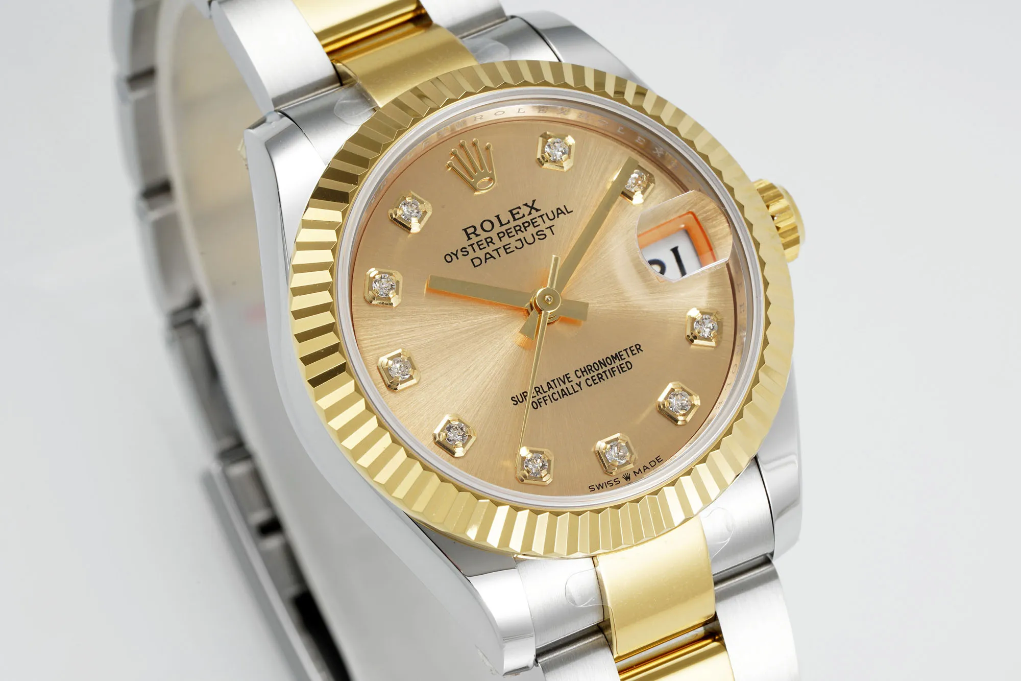 AR Factory Rolex Datejust 31mm Two-Tone Yellow Gold and Steel Oyster Bracelet Champagne Diamond Dial Ladies Watch Soft 191