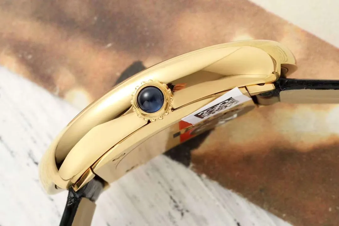 HighQuality Cartier Baignoire Oval Yellow Gold Case Mother-of-Pearl Dial Black Leather Strap Swiss Made Women’s Luxury Watch 2846