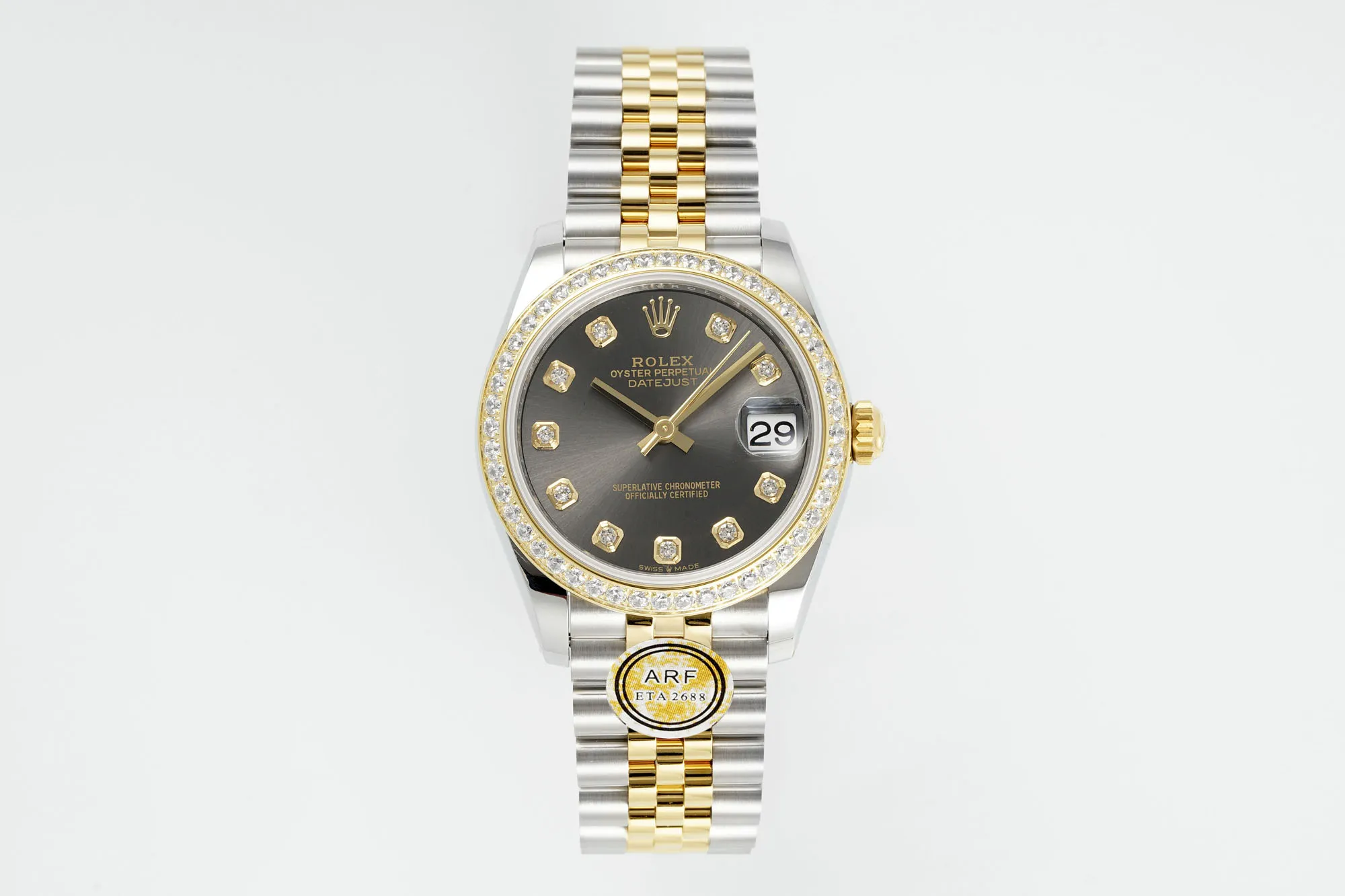 Attractive AR Factory Rolex Datejust 31mm Two-Tone Yellow Gold and Stainless Steel Black Dial Diamond Bezel and Markers Women’s Luxury Watch 4921