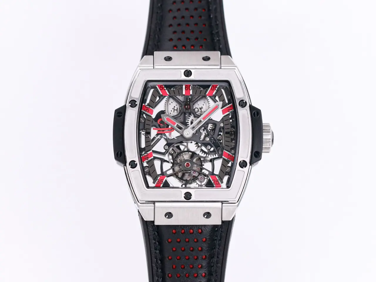 Stylish ZF Factory Hublot Masterpiece 906 Tourbillon Watch – Rose Gold Platinum, Black and Red Leather Strap, Manual Wind Movement, Super Clone Edition 1397