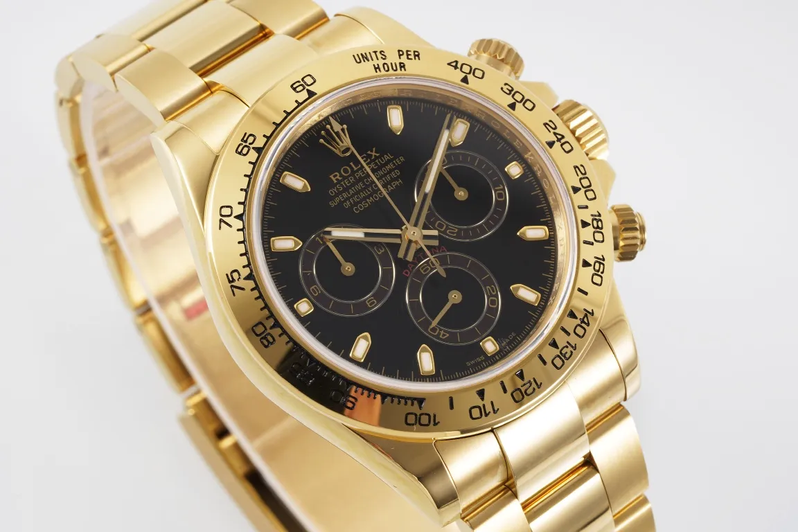 WeatherProof BT Factory Rolex Daytona 4130 – Gold with Black Dial – VSF Luxury Chronograph Watch Collection 4828