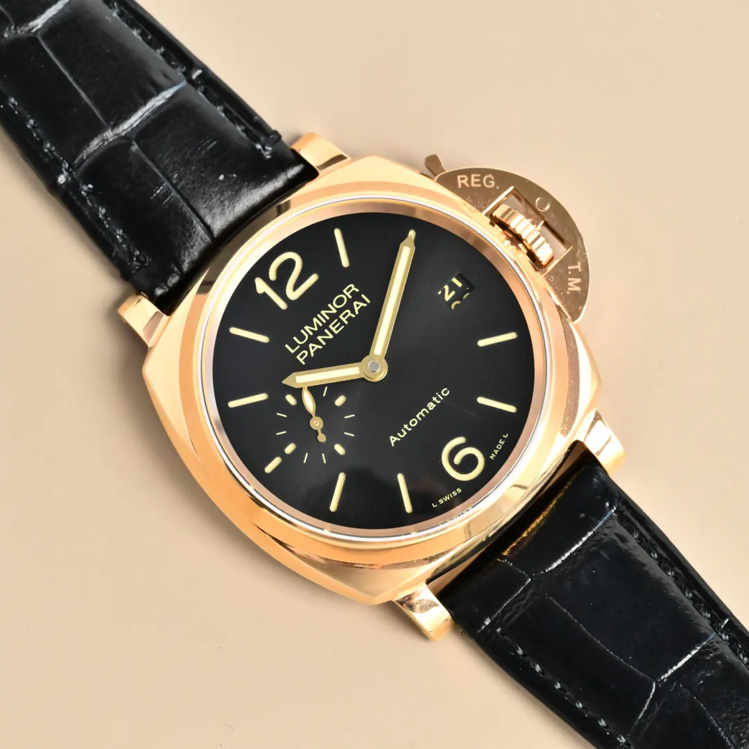 VS Factory Panerai Luminor Automatic Black Dial Rose Gold Case Black Alligator Leather Strap Men’s Luxury Watch MultiPurpose 793