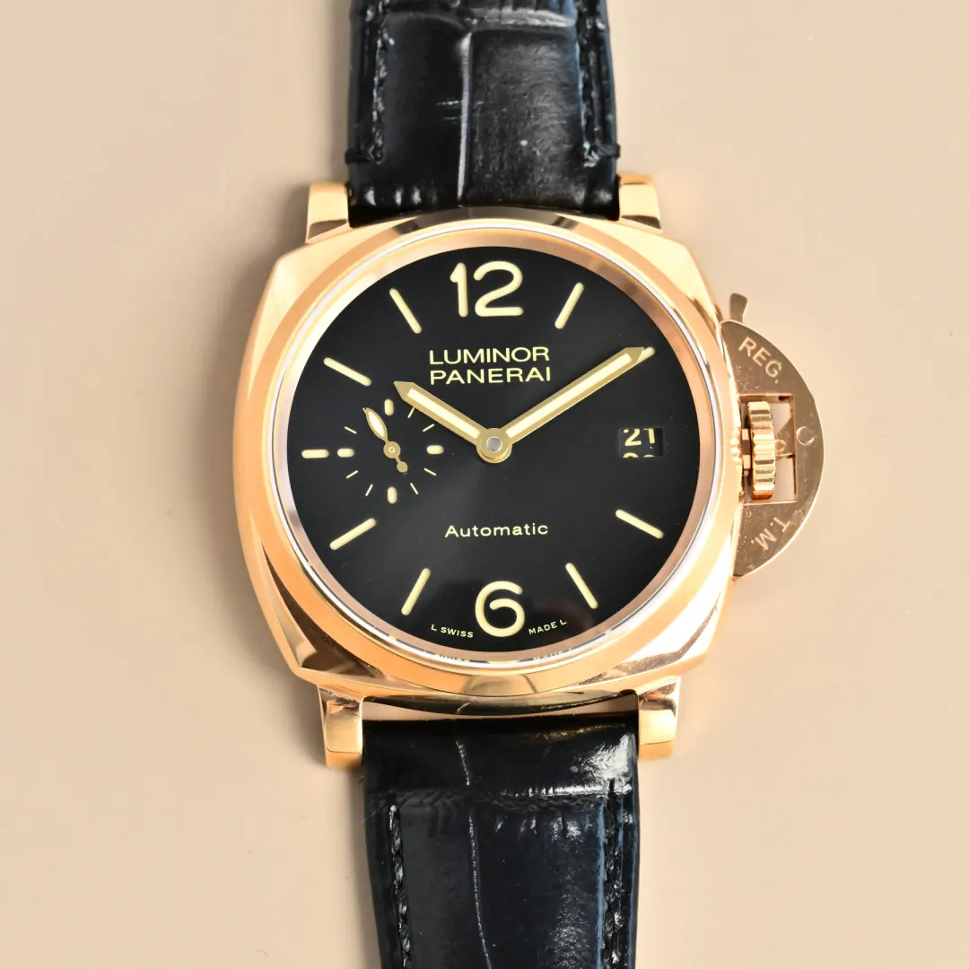 VS Factory Panerai Luminor Automatic Black Dial Rose Gold Case Black Alligator Leather Strap Men’s Luxury Watch MultiPurpose 793
