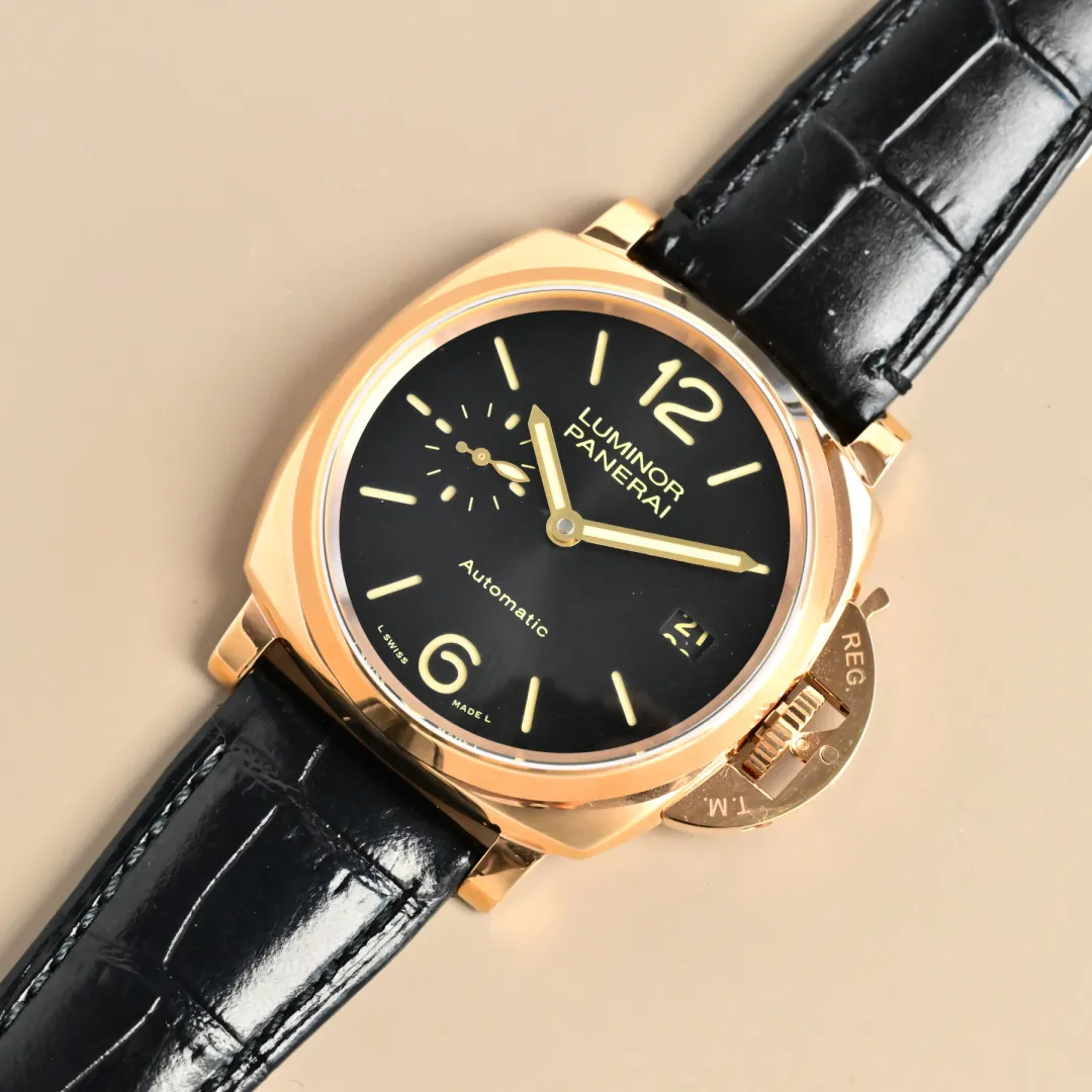 VS Factory Panerai Luminor Automatic Black Dial Rose Gold Case Black Alligator Leather Strap Men’s Luxury Watch MultiPurpose 793