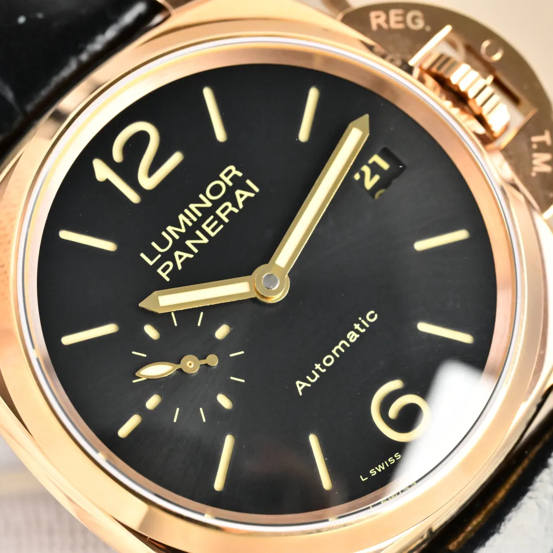 VS Factory Panerai Luminor Automatic Black Dial Rose Gold Case Black Alligator Leather Strap Men’s Luxury Watch MultiPurpose 793