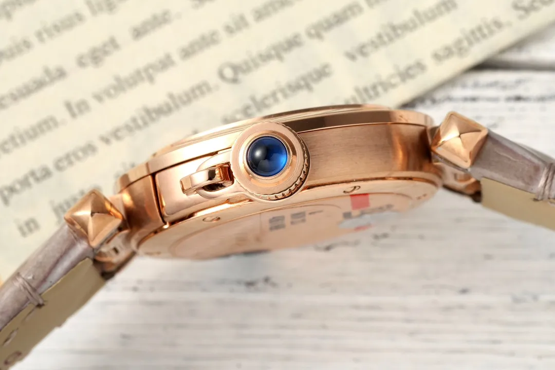SportInspired Cartier Pasha de Cartier Women’s Rose Gold Automatic Watch with Gray Alligator Leather Strap and White Dial 2812