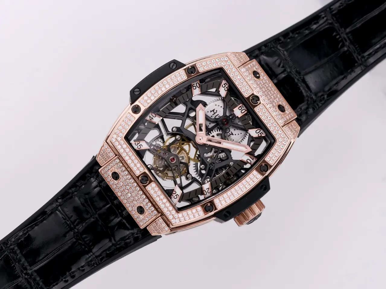 ZF Factory Hublot Masterpiece 906 Tourbillon Watch – Rose Gold Platinum, Black Leather Strap, Skeleton Dial, Super Clone Design ModernLook 1396