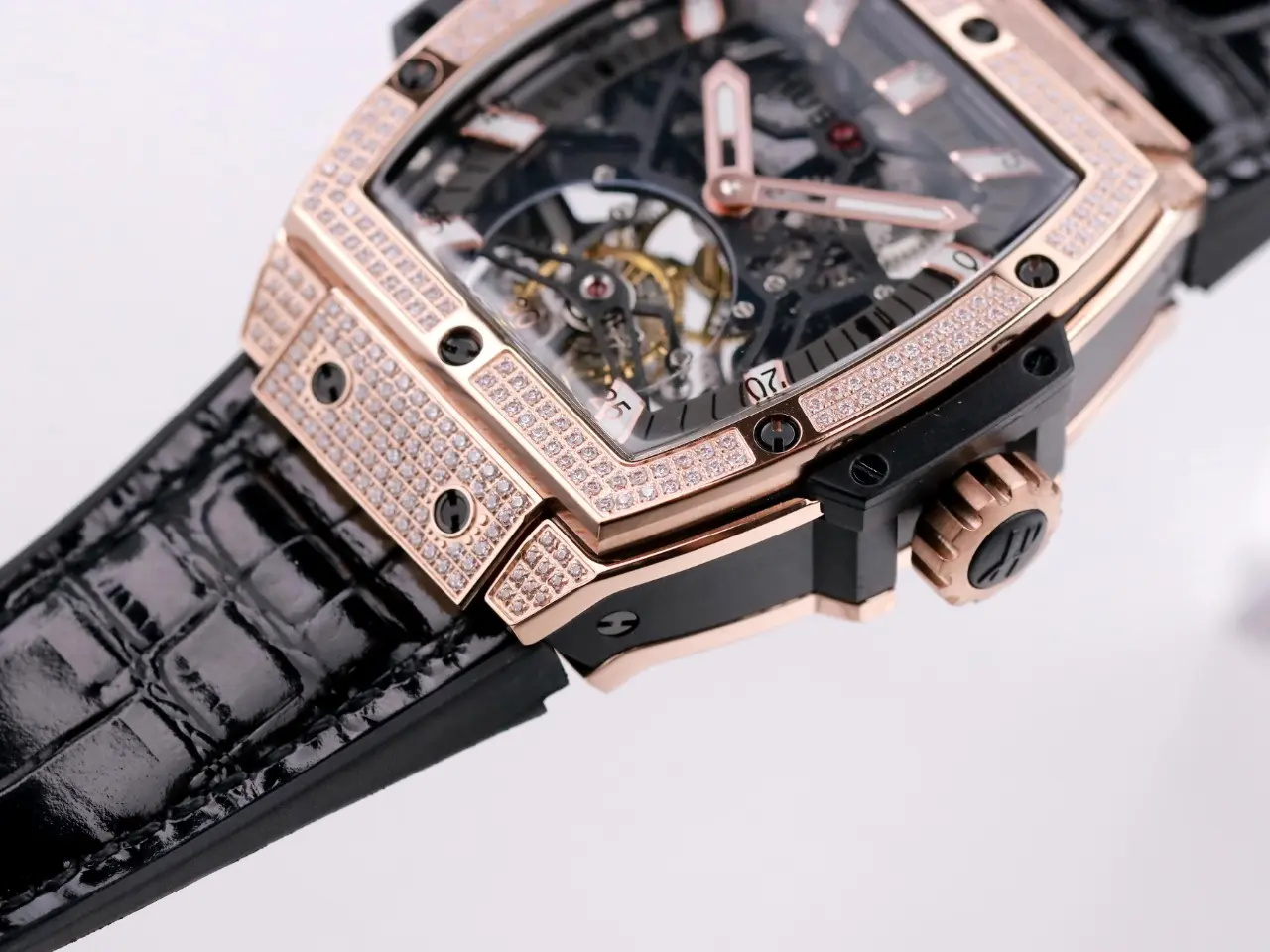ZF Factory Hublot Masterpiece 906 Tourbillon Watch – Rose Gold Platinum, Black Leather Strap, Skeleton Dial, Super Clone Design ModernLook 1396