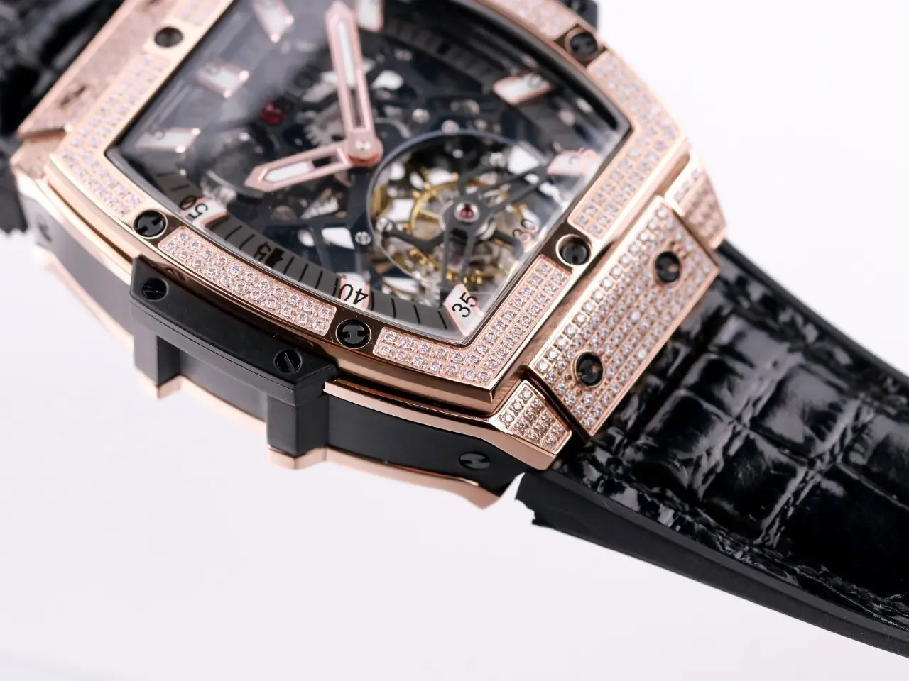 ZF Factory Hublot Masterpiece 906 Tourbillon Watch – Rose Gold Platinum, Black Leather Strap, Skeleton Dial, Super Clone Design ModernLook 1396