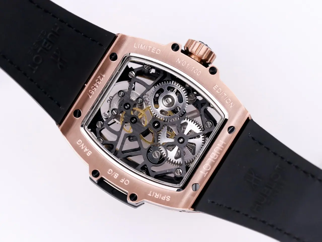 ZF Factory Hublot Masterpiece 906 Tourbillon Watch – Rose Gold Platinum, Black Leather Strap, Skeleton Dial, Super Clone Design ModernLook 1396