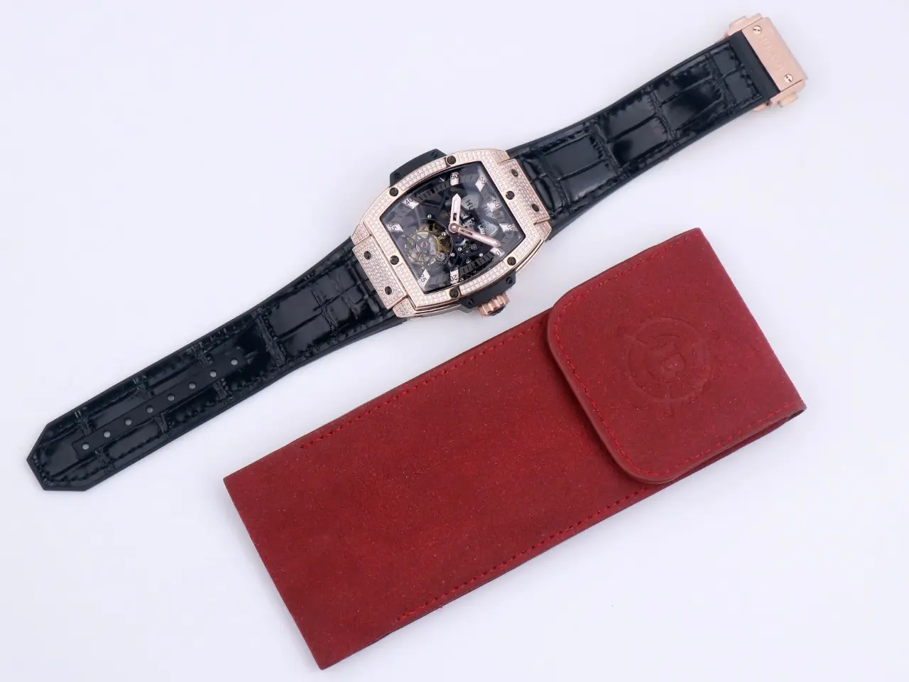 ZF Factory Hublot Masterpiece 906 Tourbillon Watch – Rose Gold Platinum, Black Leather Strap, Skeleton Dial, Super Clone Design ModernLook 1396