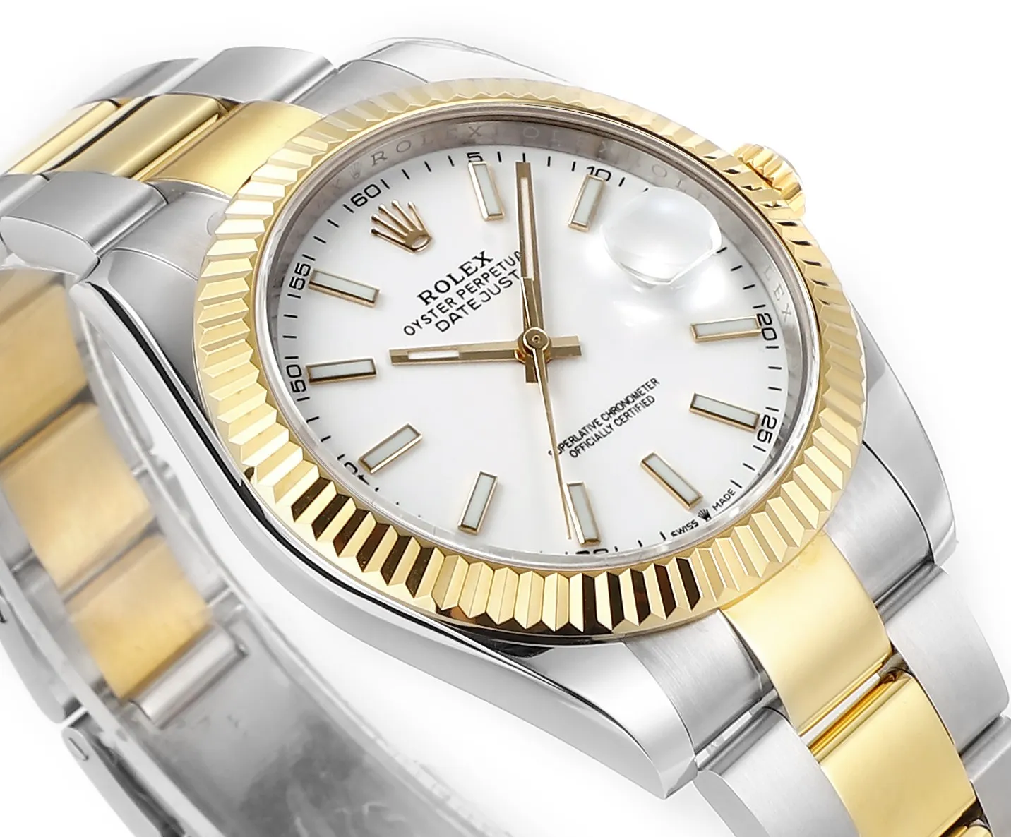 AllSeason AR Factory Rolex Datejust 41mm Two-Tone Stainless Steel and Yellow Gold Fluted Bezel White Dial Automatic Men’s Watch 4865