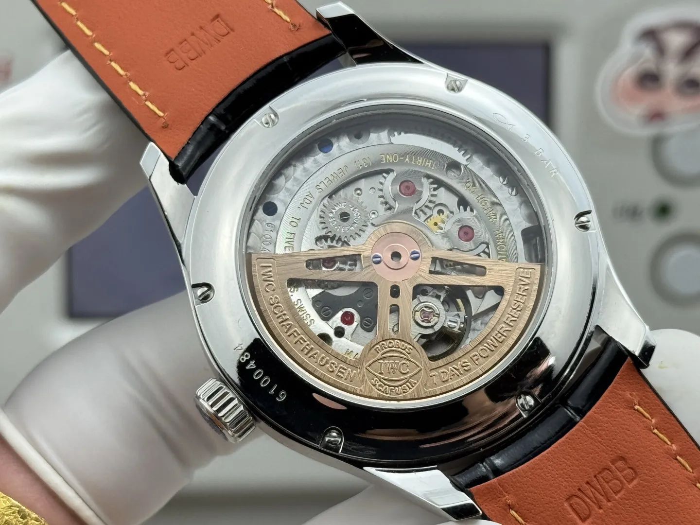 Cozy IWC Portugieser Perpetual Calendar Black Dial Automatic Men’s Watch with Leather Strap 4313
