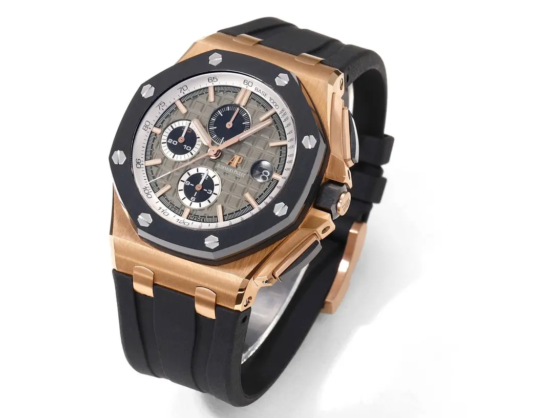 ZF Factory Audemars Piguet Royal Oak Offshore Rose Gold Black Super Clone Replica Watch Flexible 2299