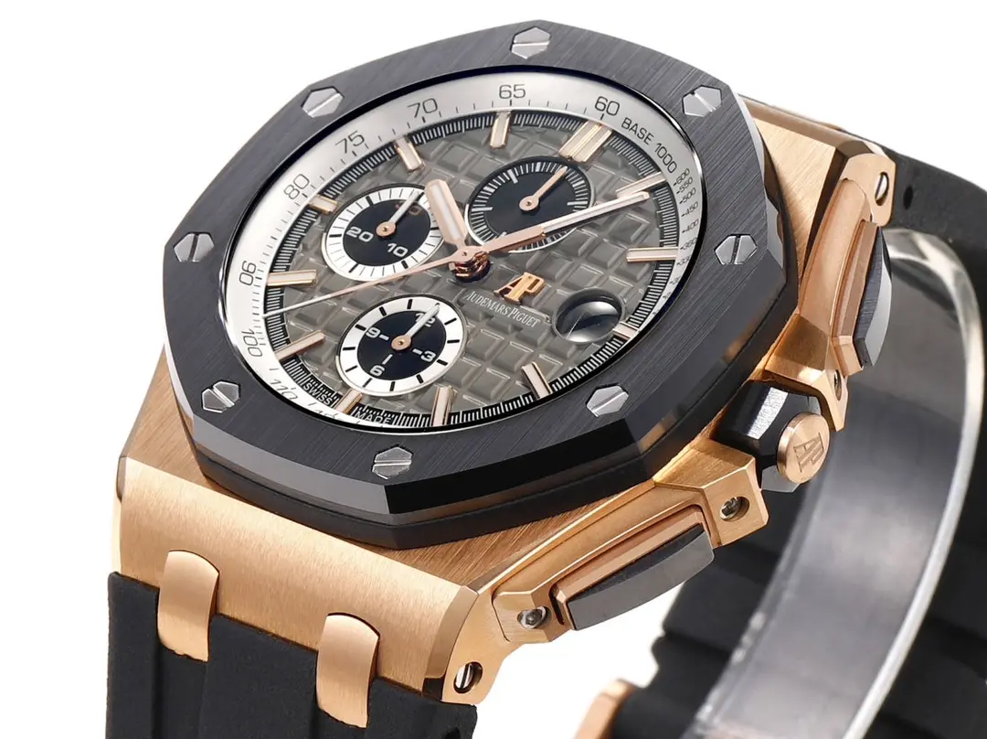 ZF Factory Audemars Piguet Royal Oak Offshore Rose Gold Black Super Clone Replica Watch Flexible 2299
