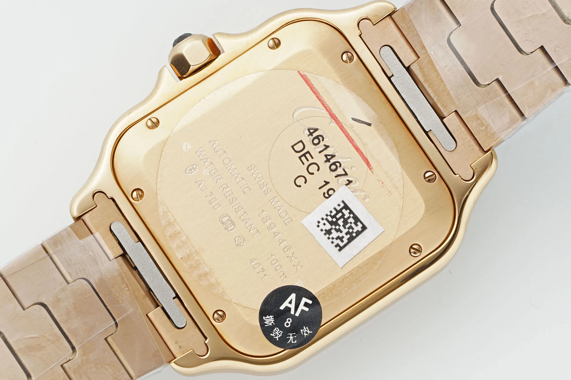 Refined AF Factory Cartier Santos de Cartier Automatic Rose Gold Watch with White Roman Dial and Metal Bracelet 2770