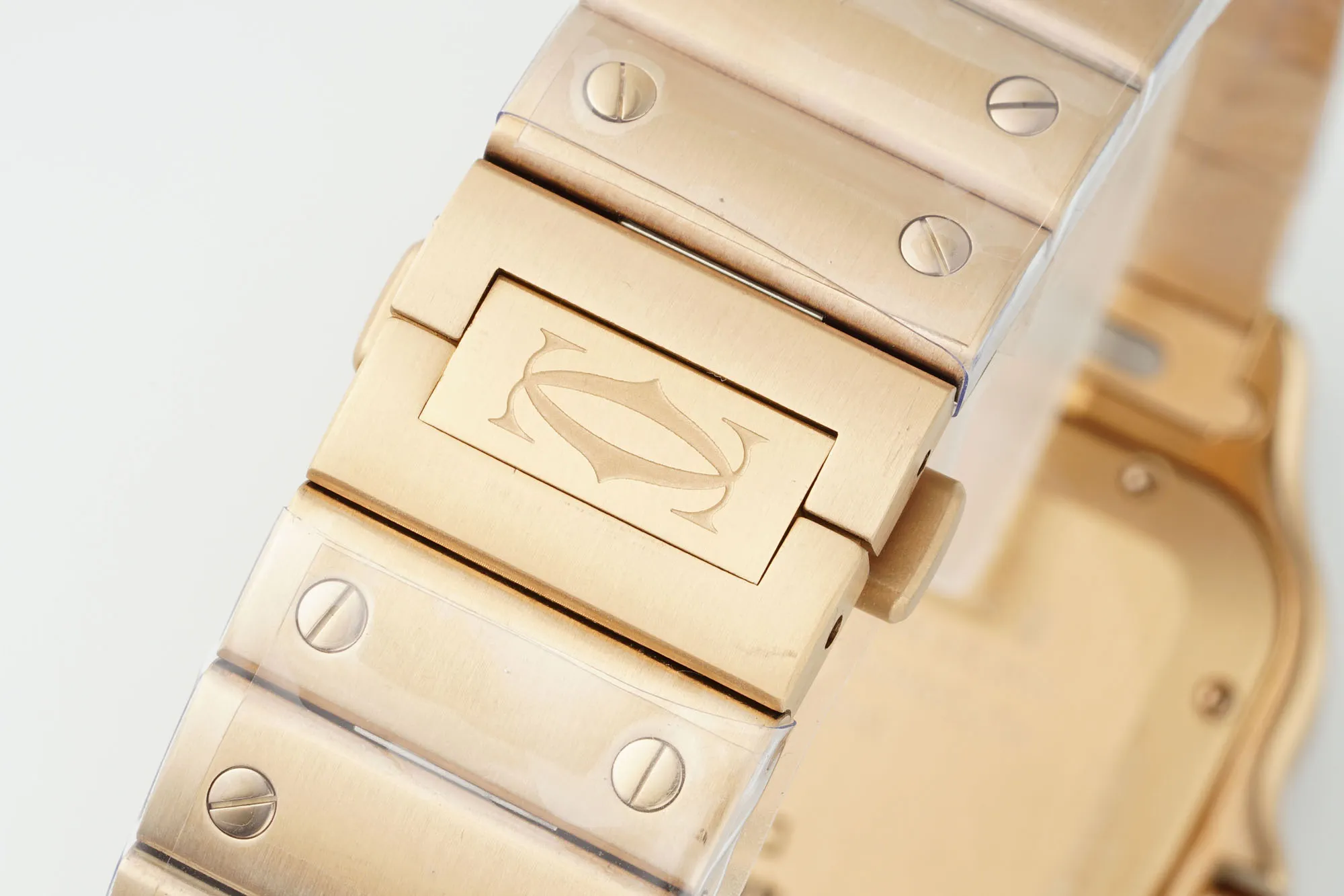 Refined AF Factory Cartier Santos de Cartier Automatic Rose Gold Watch with White Roman Dial and Metal Bracelet 2770