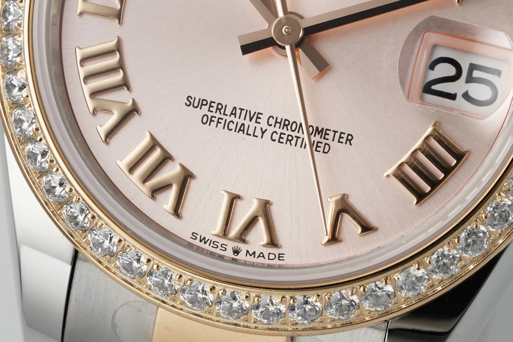 AR Factory Rolex Datejust 31mm Two-Tone Rose Gold and Stainless Steel Diamond Bezel Pink Dial Roman Numerals Women’s Watch SunProtective 4984