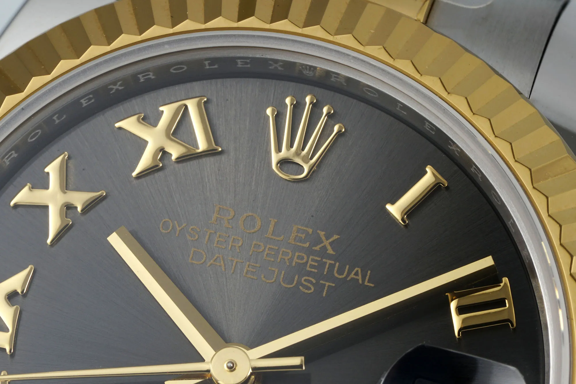 Soft AR Factory Rolex Datejust 31mm Two-Tone Yellow Gold and Stainless Steel Watch with Black Roman Numeral Dial and Fluted Bezel 193