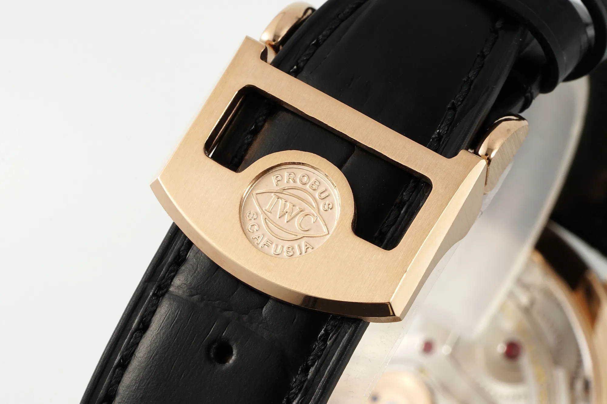 IWC Portugieser Perpetual Calendar Rose Gold Automatic Men’s Watch with Black Dial and Leather Strap Lightweight 4302