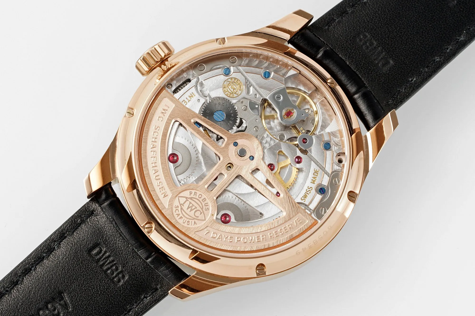 IWC Portugieser Perpetual Calendar Rose Gold Automatic Men’s Watch with Black Dial and Leather Strap Lightweight 4302