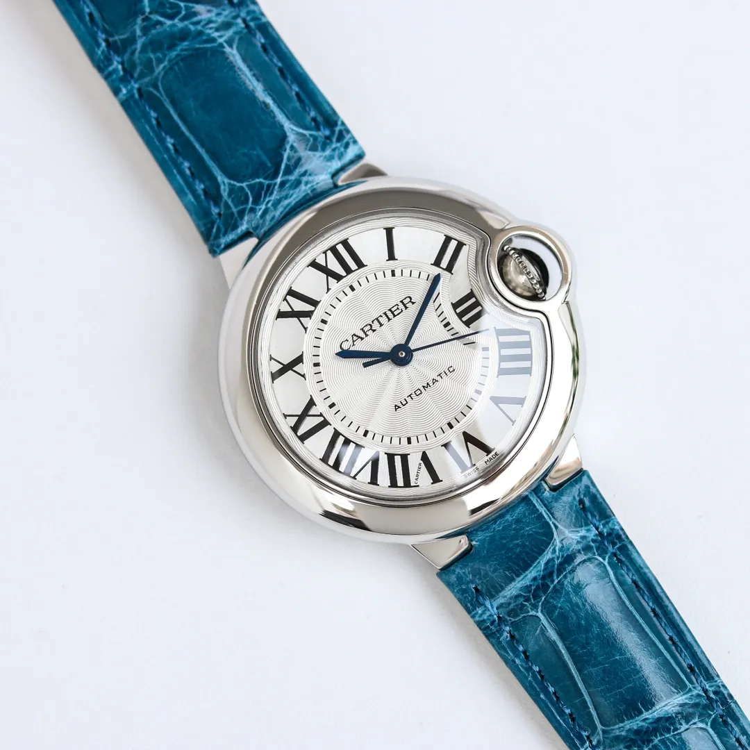 Cartier Ballon Bleu 1450 Blue Leather Replica Watch –  Fake Cartier Watch Design Stylish 2745