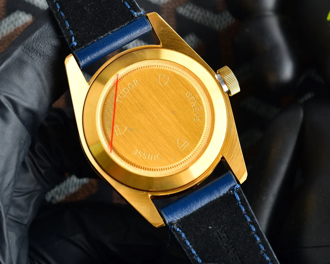 Tudor Black Bay 58 Blue Dial Gold-Tone Case Men’s Diver Watch with Navy Leather Strap Colorful 4285