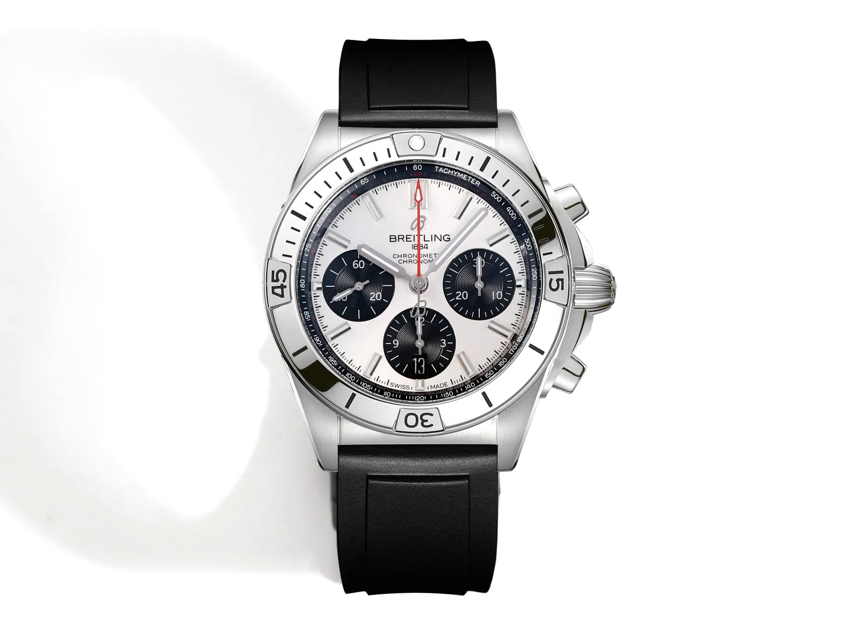 Classic BLS Factory Breitling Chronomat B01 Automatic Chronograph Watch – Silver Case, White Panda Dial 2670
