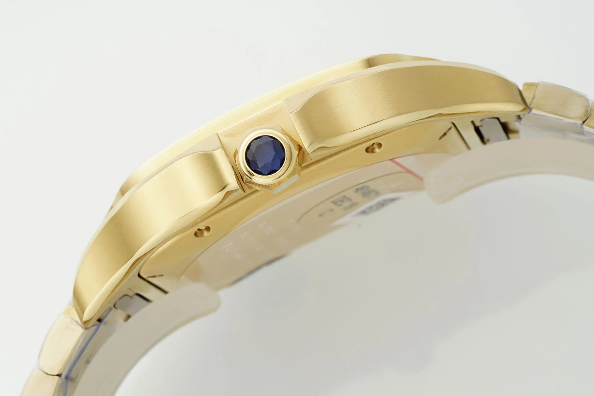 Bold AF Factory Cartier Santos de Cartier Large Automatic Yellow Gold Watch with White Roman Numeral Dial and Steel Bracelet 2769