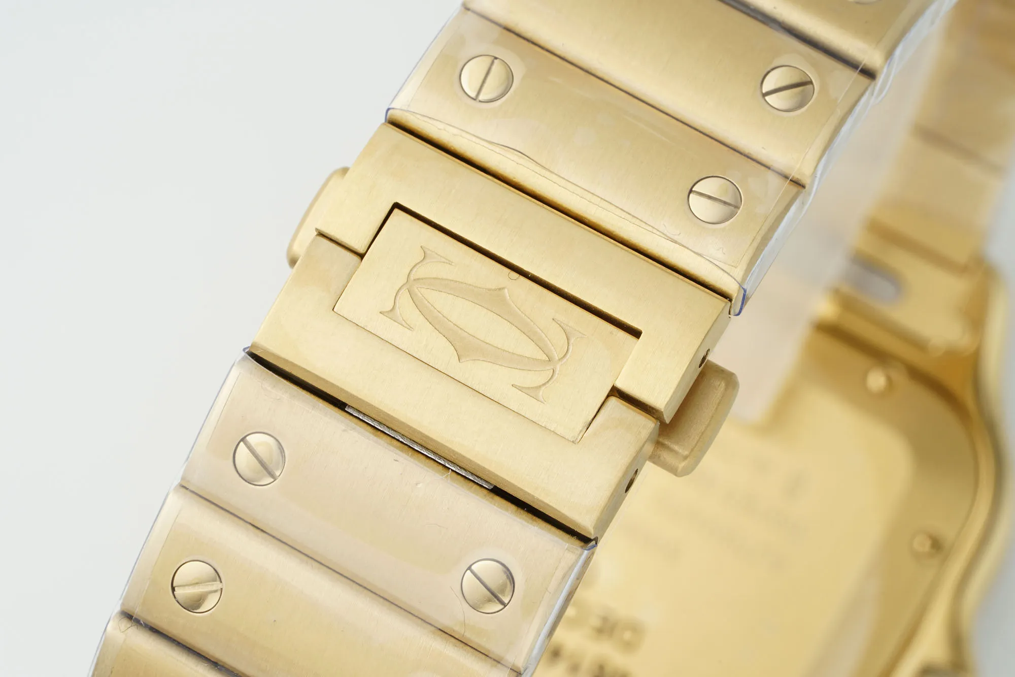Bold AF Factory Cartier Santos de Cartier Large Automatic Yellow Gold Watch with White Roman Numeral Dial and Steel Bracelet 2769