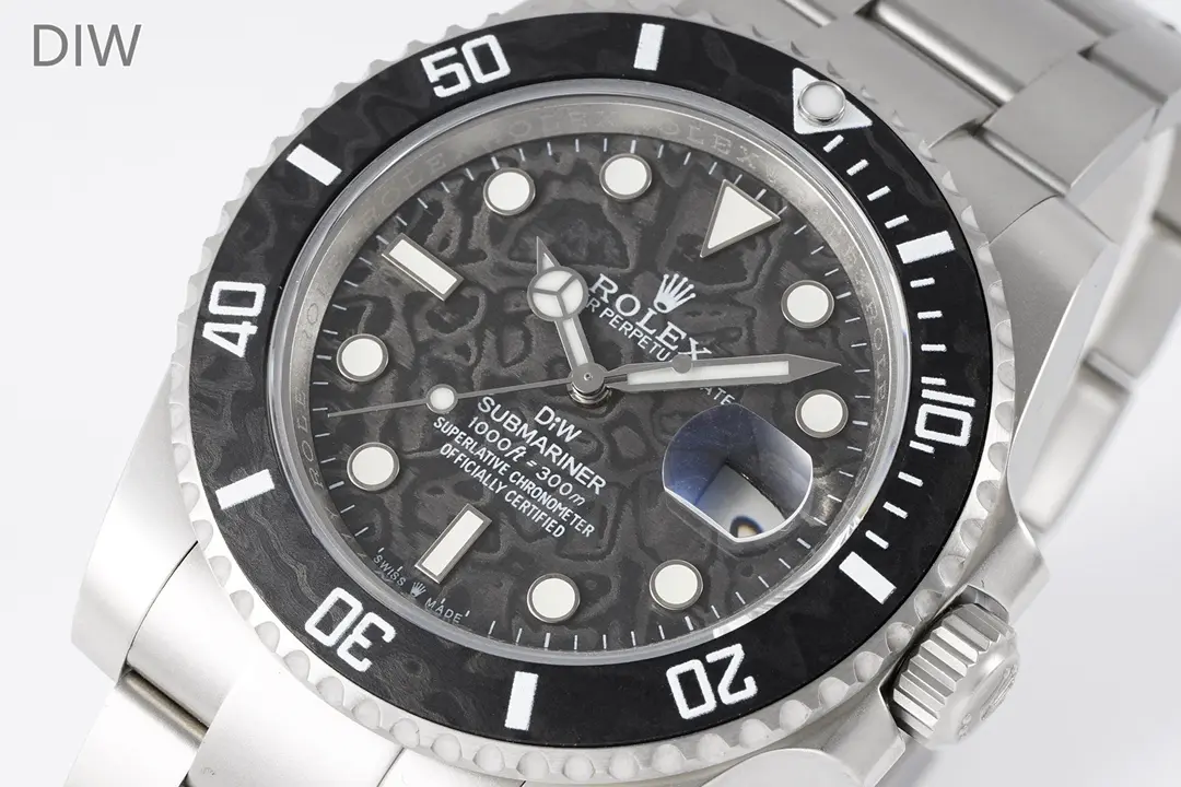 Rolex Submariner PARAKEET – Custom Black Carbon Fiber Dial,  Stainless Steel Timepiece WrinkleFree 328