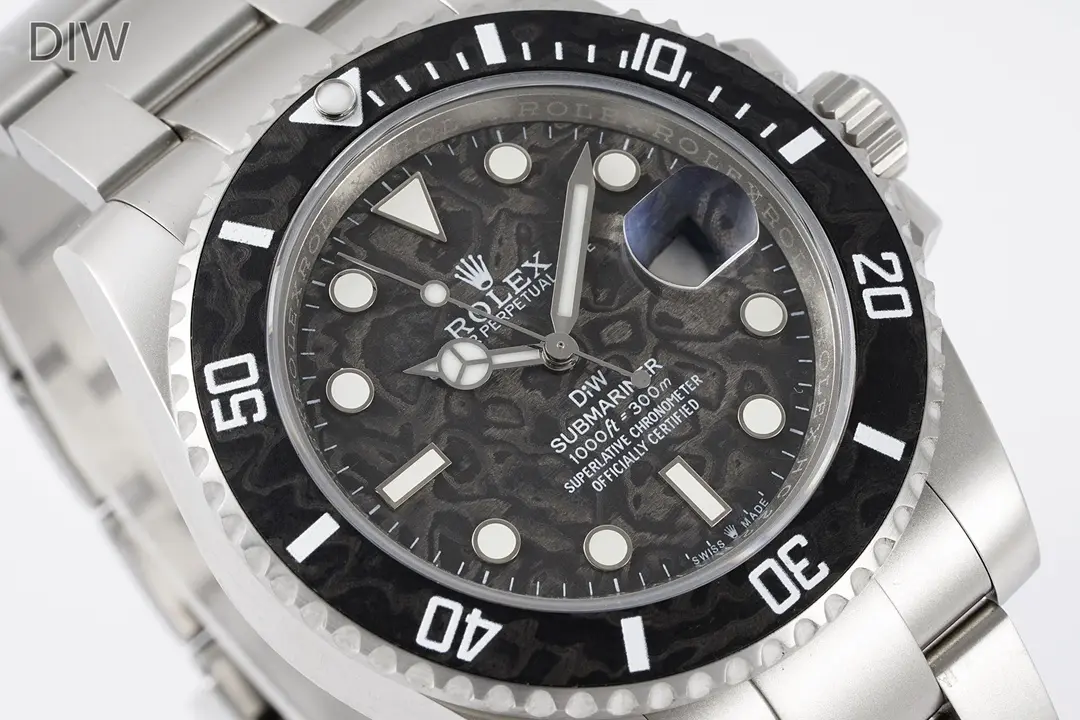 Rolex Submariner PARAKEET – Custom Black Carbon Fiber Dial,  Stainless Steel Timepiece WrinkleFree 328