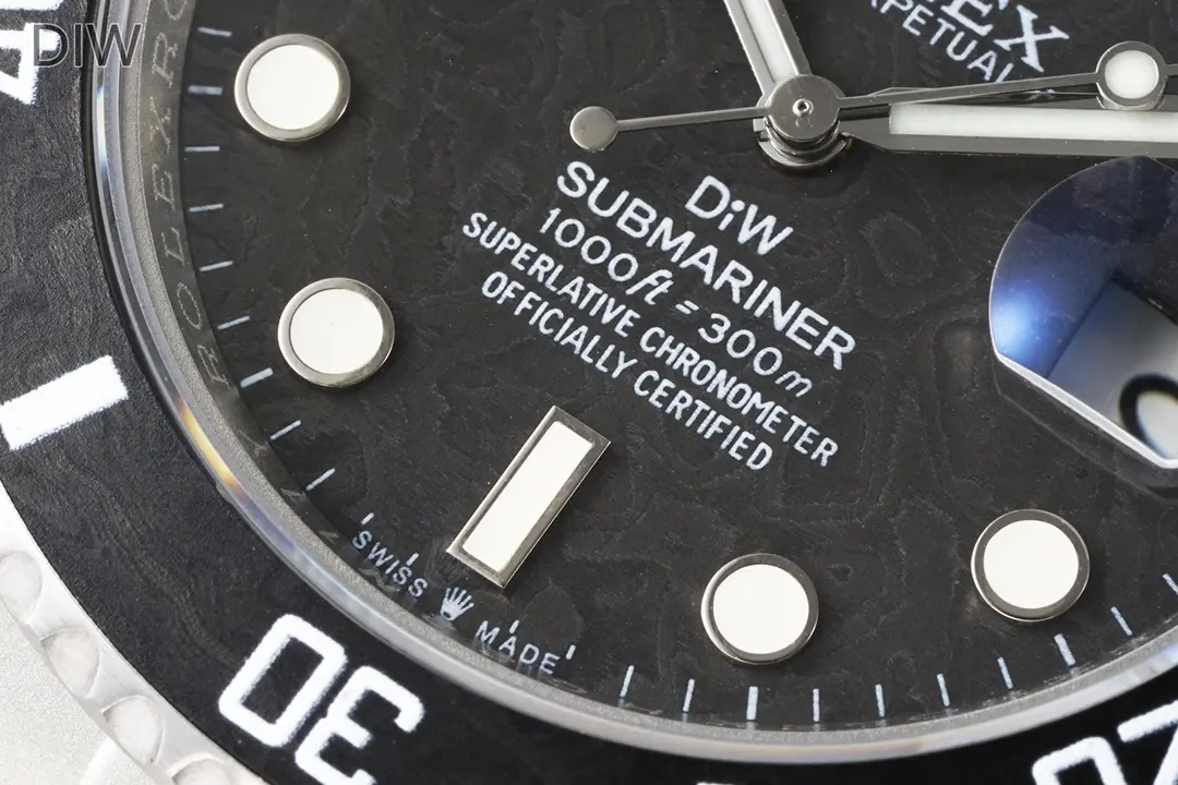 Rolex Submariner PARAKEET – Custom Black Carbon Fiber Dial,  Stainless Steel Timepiece WrinkleFree 328