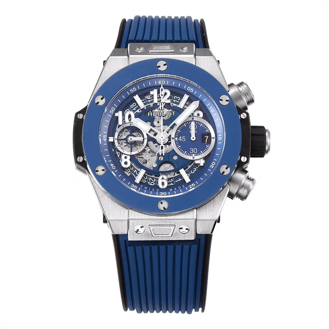 Trendy WWF Factory Hublot Big Bang Watch – Blue Chronograph with Skeleton Dial, Automatic Movement, Titanium Case, Super Clone Design 832