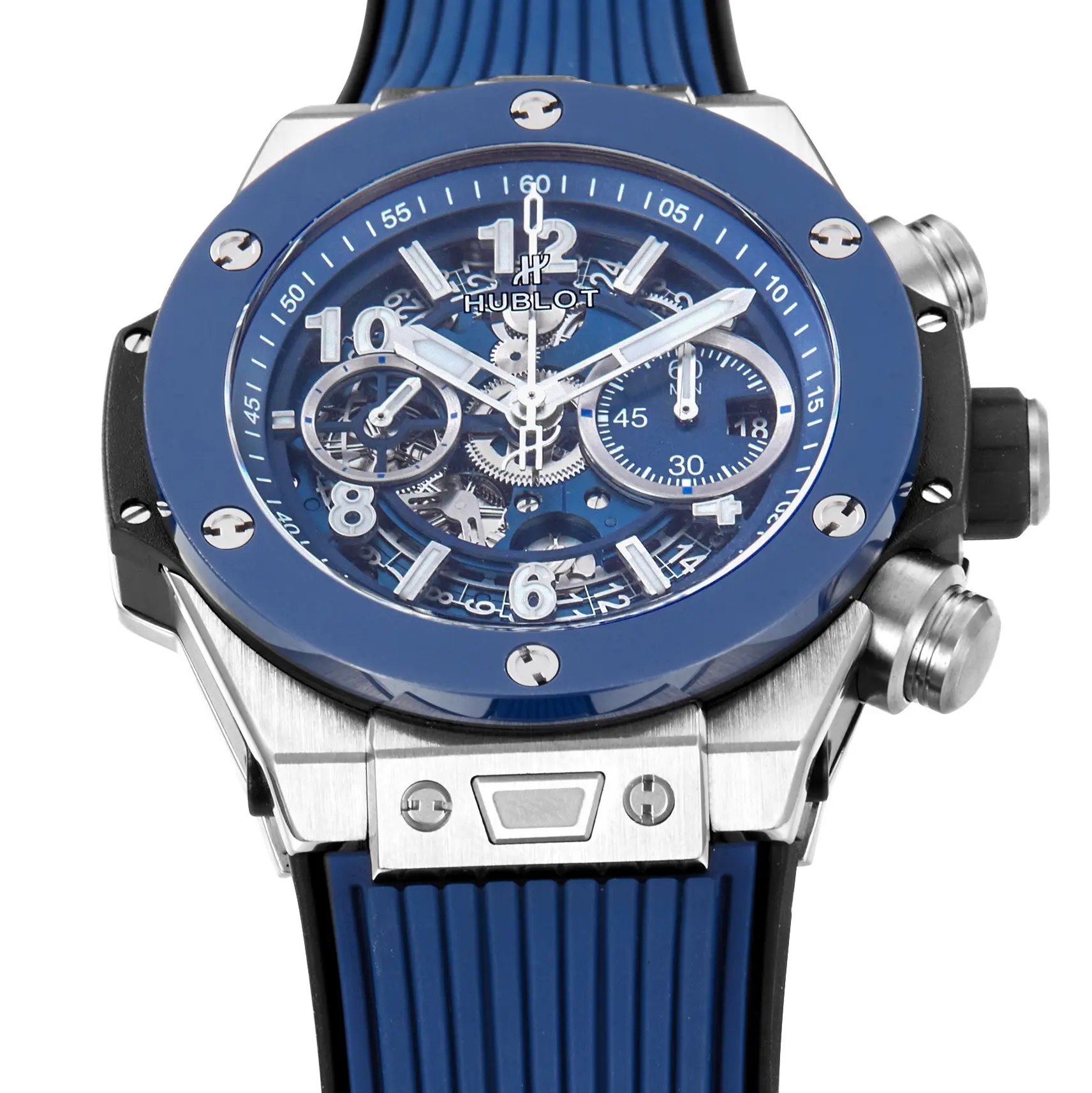 Trendy WWF Factory Hublot Big Bang Watch – Blue Chronograph with Skeleton Dial, Automatic Movement, Titanium Case, Super Clone Design 832