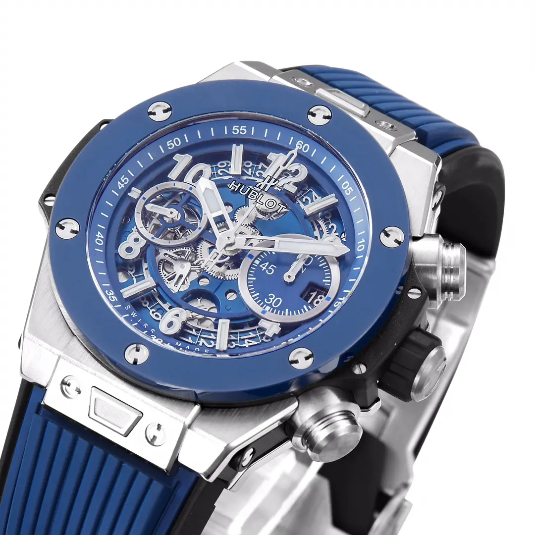 Trendy WWF Factory Hublot Big Bang Watch – Blue Chronograph with Skeleton Dial, Automatic Movement, Titanium Case, Super Clone Design 832