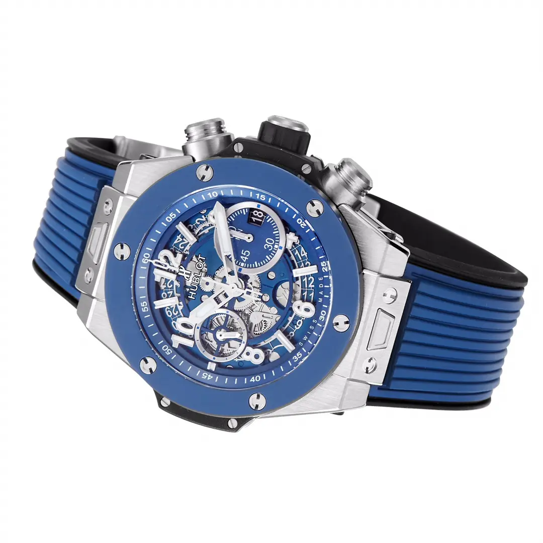 Trendy WWF Factory Hublot Big Bang Watch – Blue Chronograph with Skeleton Dial, Automatic Movement, Titanium Case, Super Clone Design 832