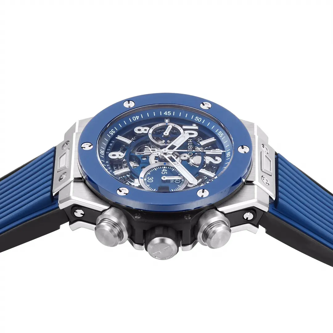 Trendy WWF Factory Hublot Big Bang Watch – Blue Chronograph with Skeleton Dial, Automatic Movement, Titanium Case, Super Clone Design 832