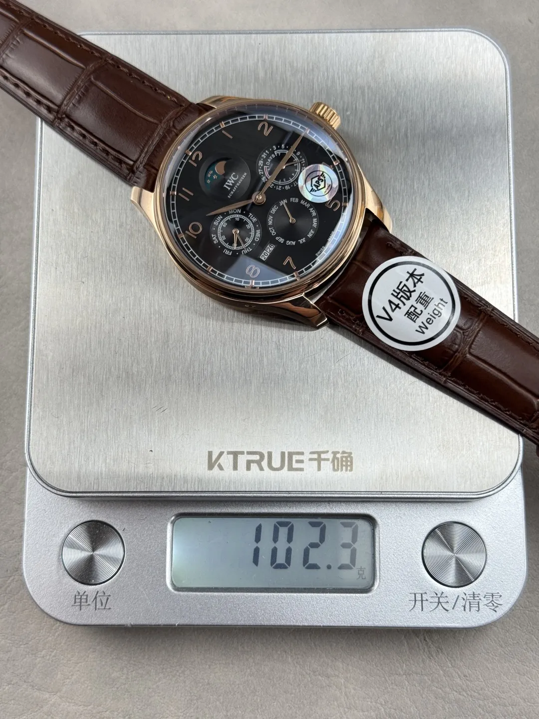APS Factory IWC Portugieser Perpetual Calendar Black Dial Rose Gold Case Brown Leather Strap Men’s Luxury Watch Seasonal 4308