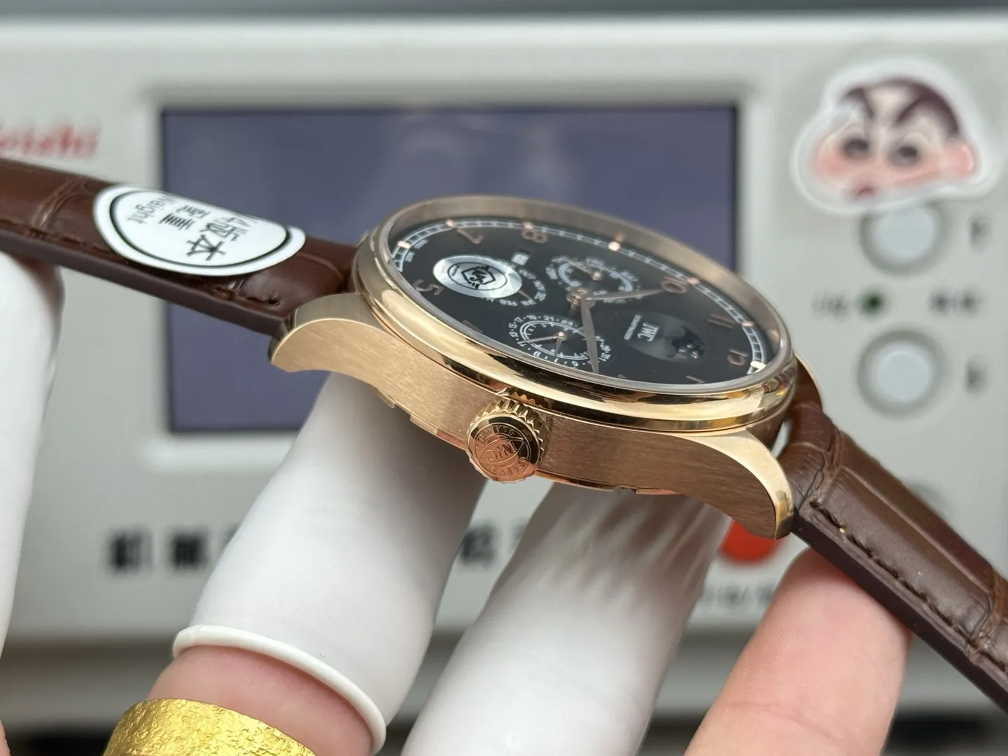 APS Factory IWC Portugieser Perpetual Calendar Black Dial Rose Gold Case Brown Leather Strap Men’s Luxury Watch Seasonal 4308
