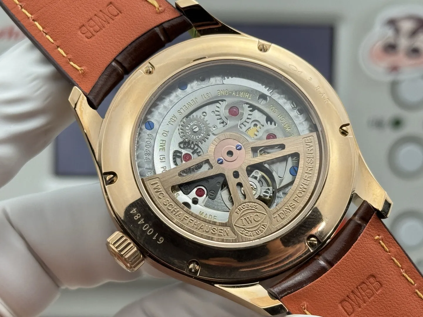 APS Factory IWC Portugieser Perpetual Calendar Black Dial Rose Gold Case Brown Leather Strap Men’s Luxury Watch Seasonal 4308