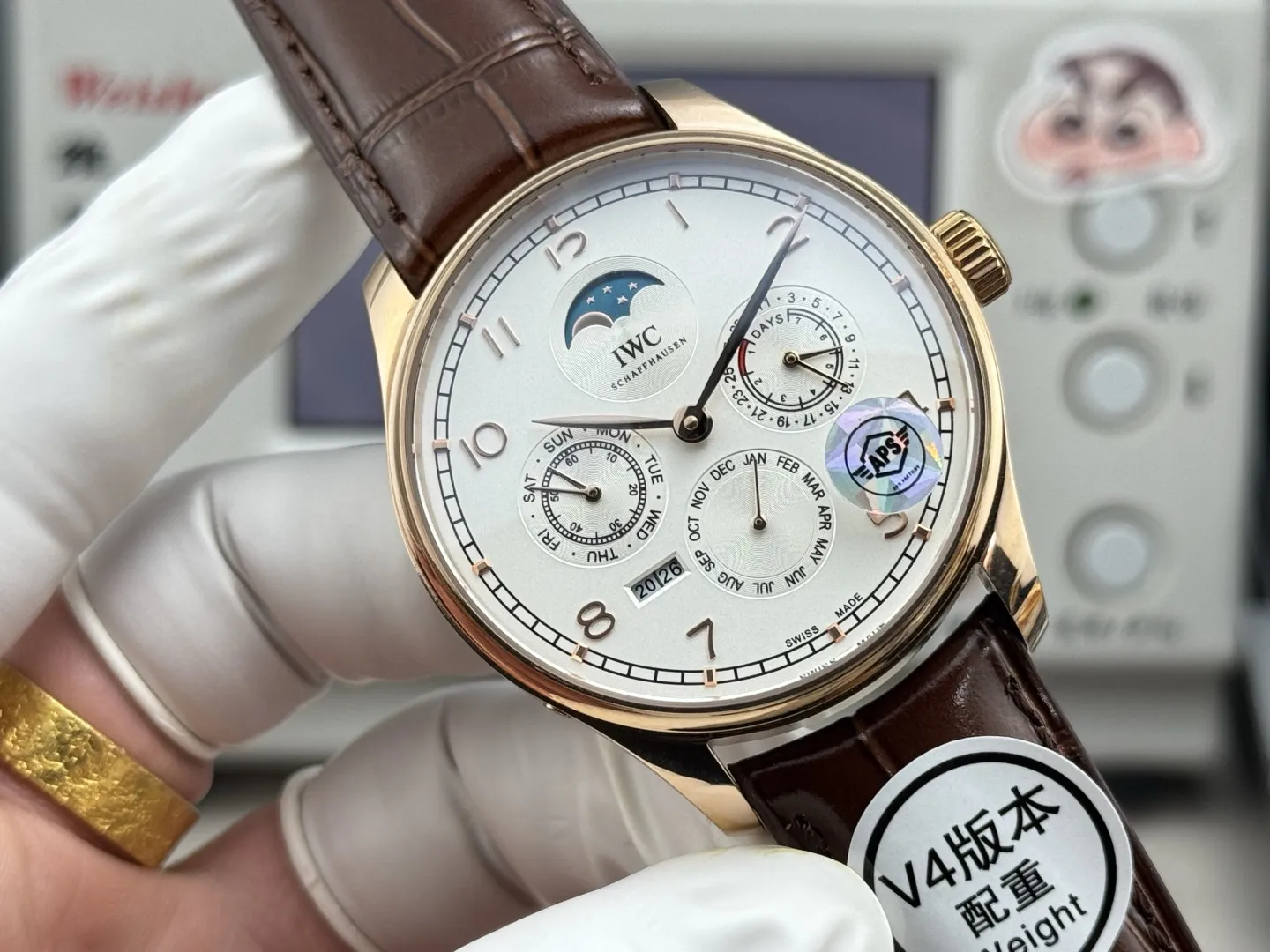 APS Factory IWC Portugieser Perpetual Calendar Rose Gold Case White Dial Brown Leather Strap Men’s Luxury Watch Efficient 4299