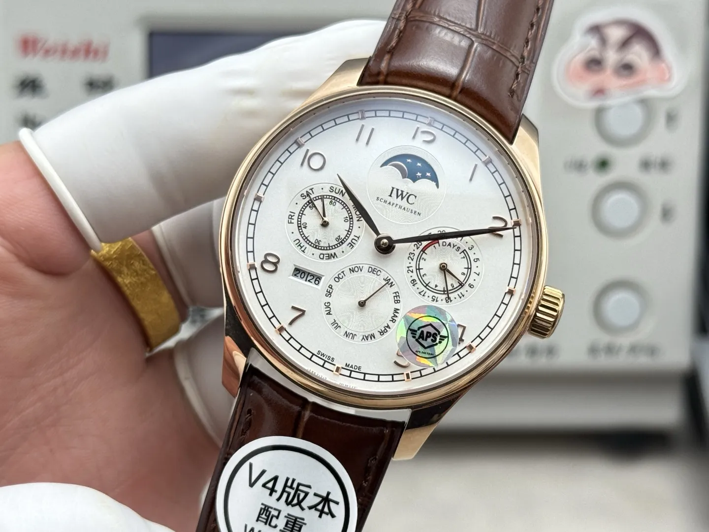 APS Factory IWC Portugieser Perpetual Calendar Rose Gold Case White Dial Brown Leather Strap Men’s Luxury Watch Efficient 4299
