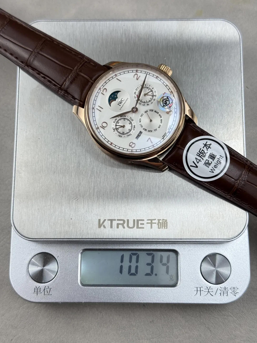 APS Factory IWC Portugieser Perpetual Calendar Rose Gold Case White Dial Brown Leather Strap Men’s Luxury Watch Efficient 4299