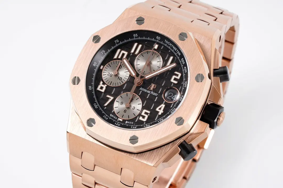 JH Factory Audemars Piguet Royal Oak Offshore Rose Gold Black Dial Chronograph – Super Clone Watch Breathable 1842