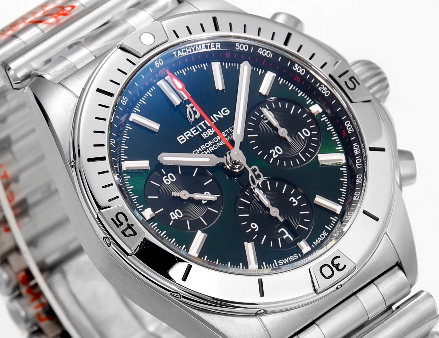 BLS Factory Breitling Chronomat Automatic Chronograph Watch with Green Dial and Stainless WeatherProof 2661